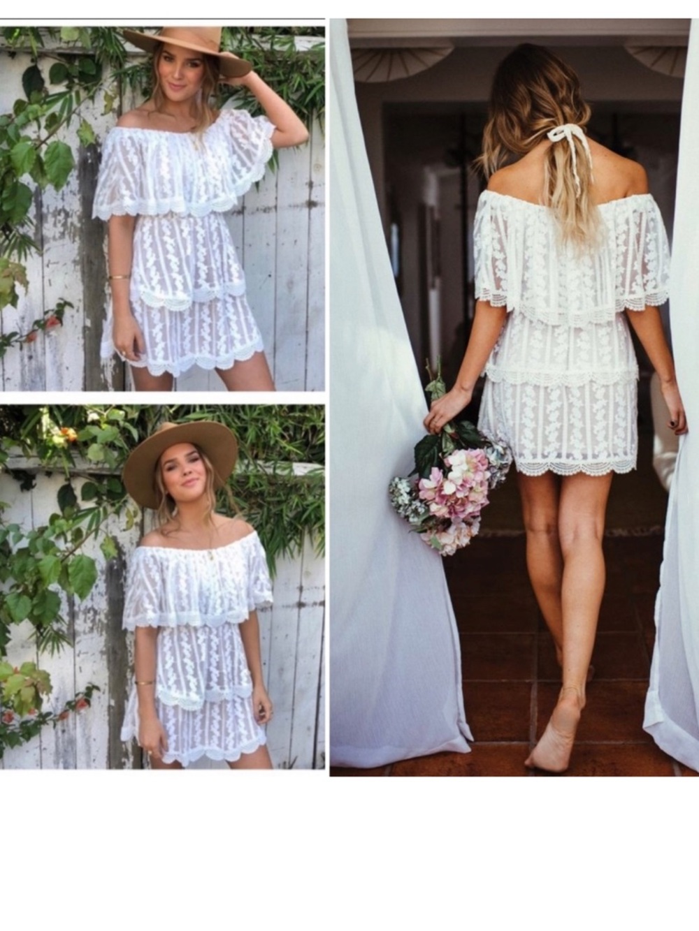 Show Me Your Mumu Bess Lace Tiered Off-the-Shoulder Mini Dress